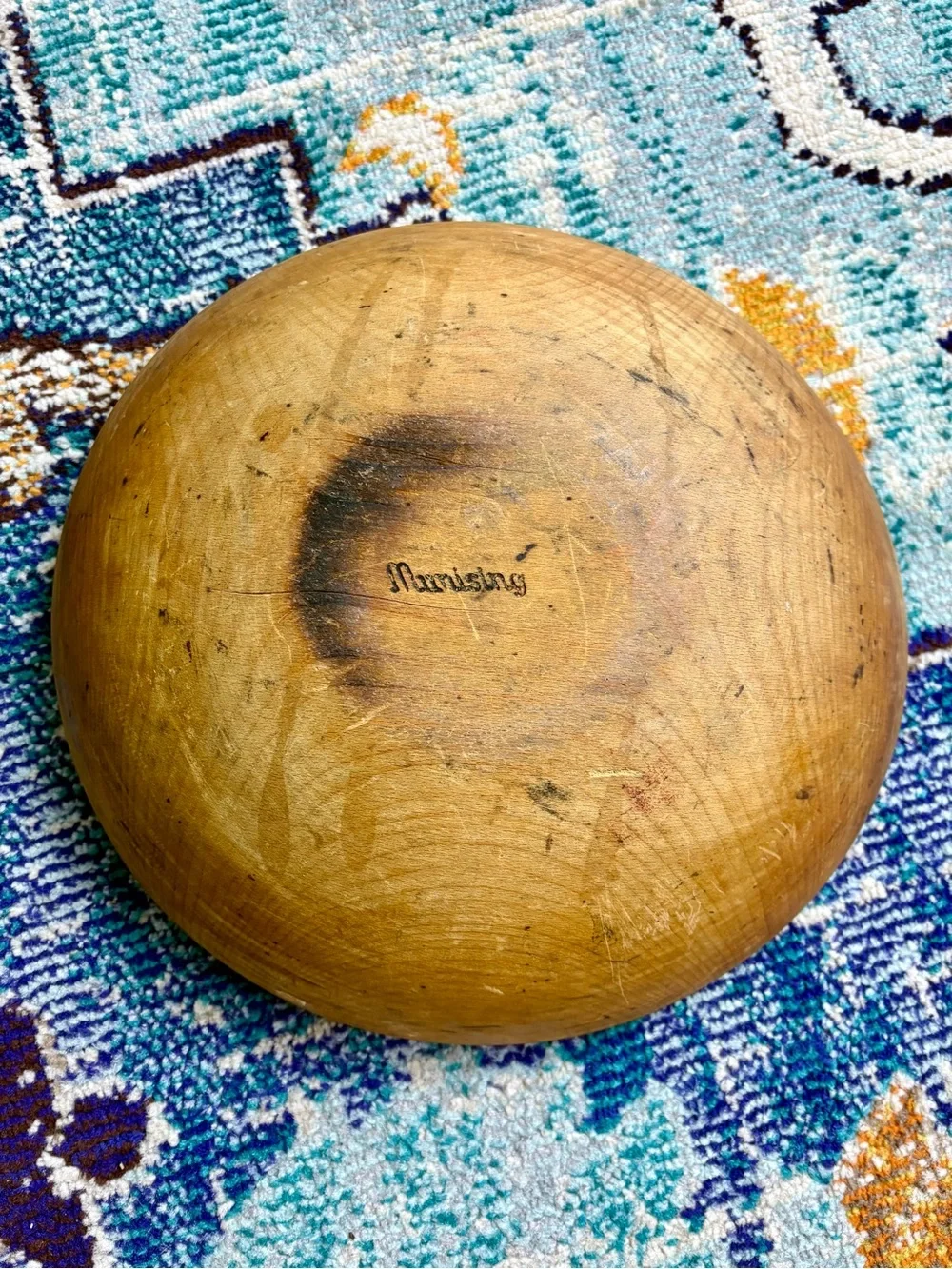 VTG 1940s Munising Handcrafted Rustic Wooden Serving Bowl
